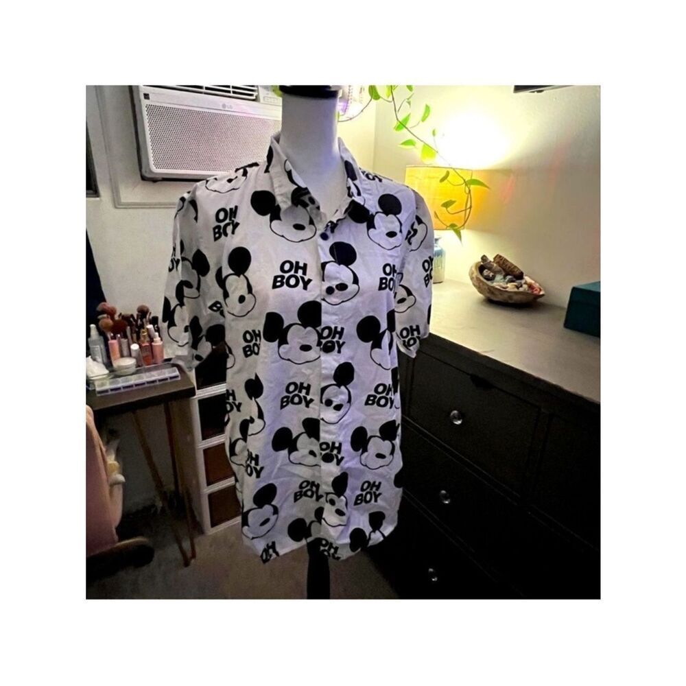 White & Black MICKEY Graphic Short-Sleeve Shirt - Oh Boy Print